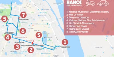 Hanoi prantsuse kvartal jalutuskäik kaart